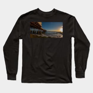Fisheye view of Cromer beach at sunrise captured beside the Victorian pier Long Sleeve T-Shirt